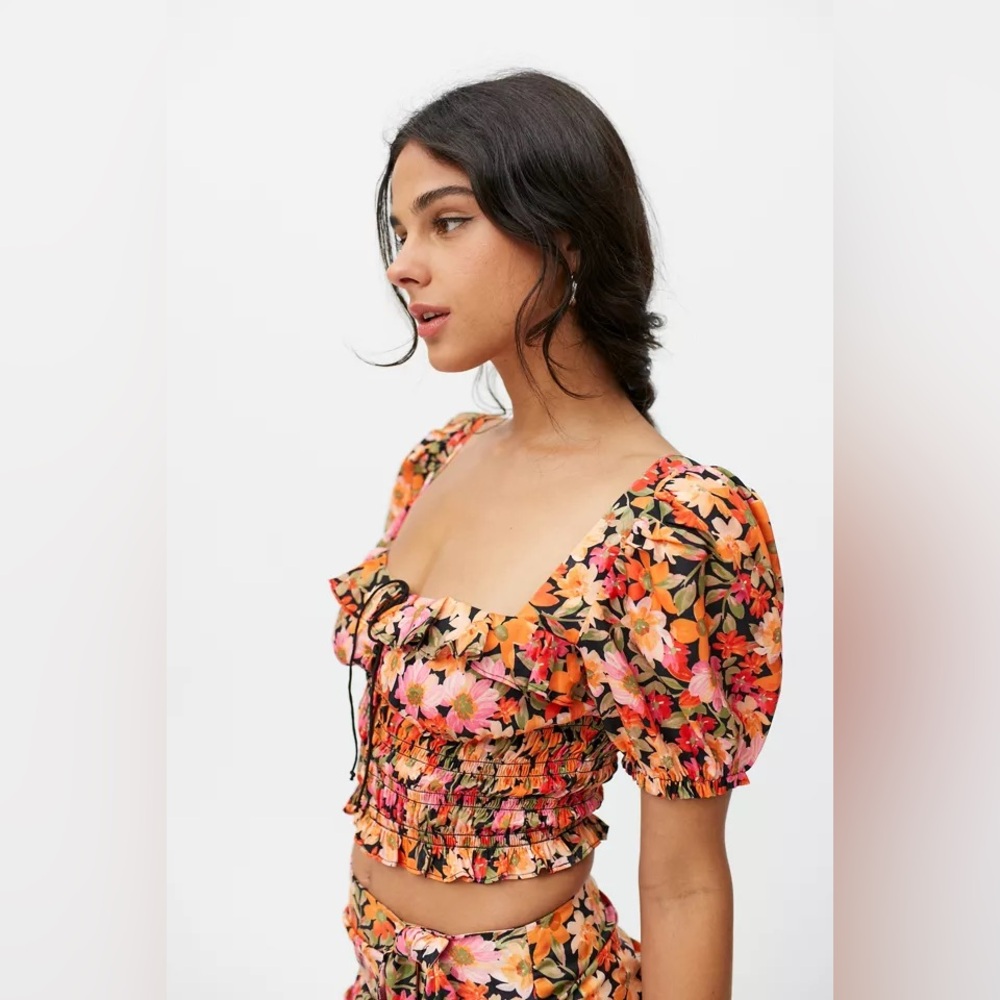 For Love And Lemons Orange Floral Blouse